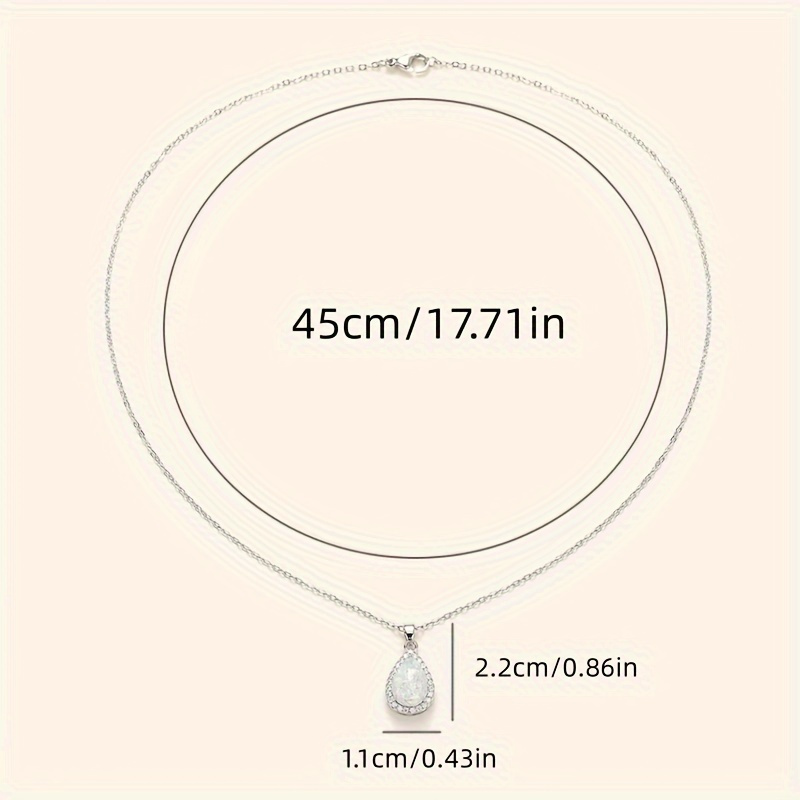 Women's Elegant Teardrop Synthetic Opal Pendant Necklace